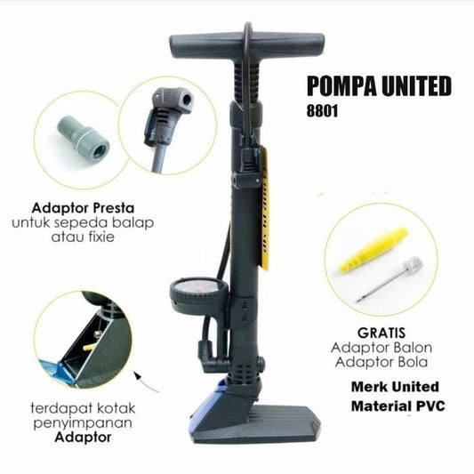 United/Beto PM-8801 Bike Pump with Meter PVC
