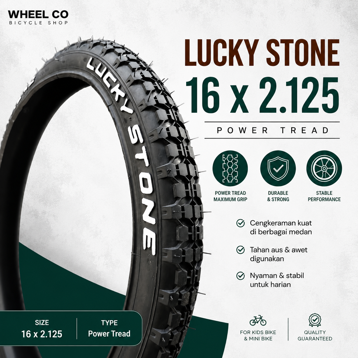 Lucky Stone Ban Luar Tire 16 x 2.125 wired