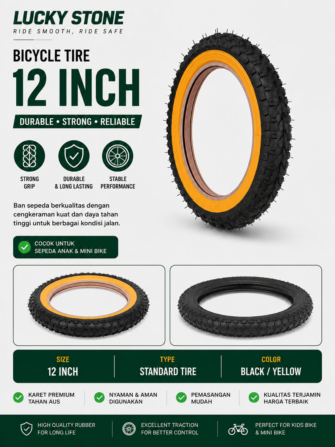 Lucky Stone Tire ban luar 12 anak