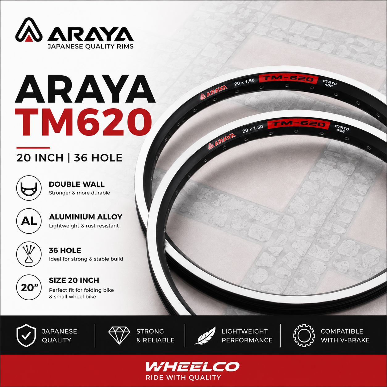 ARAYA RIMS 20 INCH SERI TM620 CNC LINER