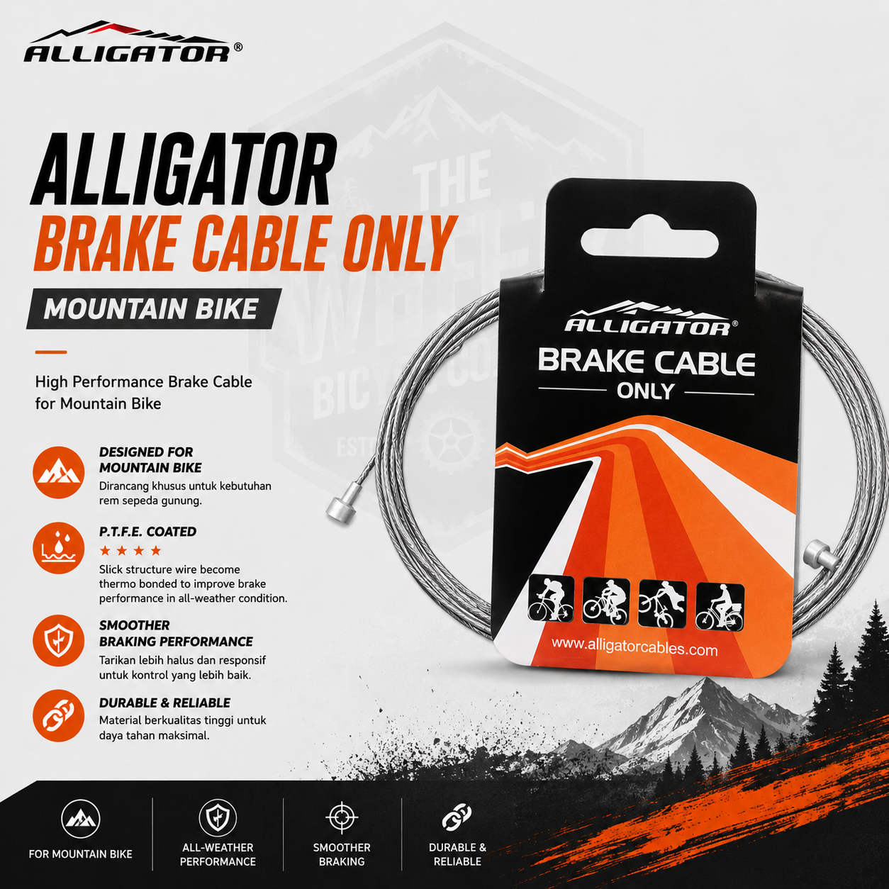 Alligator Inner Brake Cable MTB PTFE