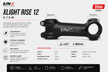 UNO Stem sepeda oversize alloy hitam 12 derajat