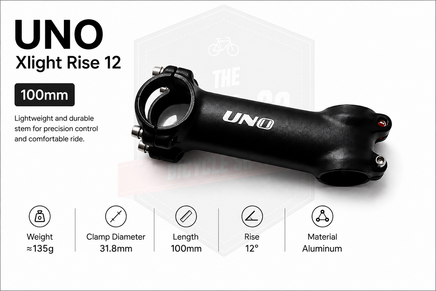 UNO Stem sepeda oversize alloy hitam 12 derajat