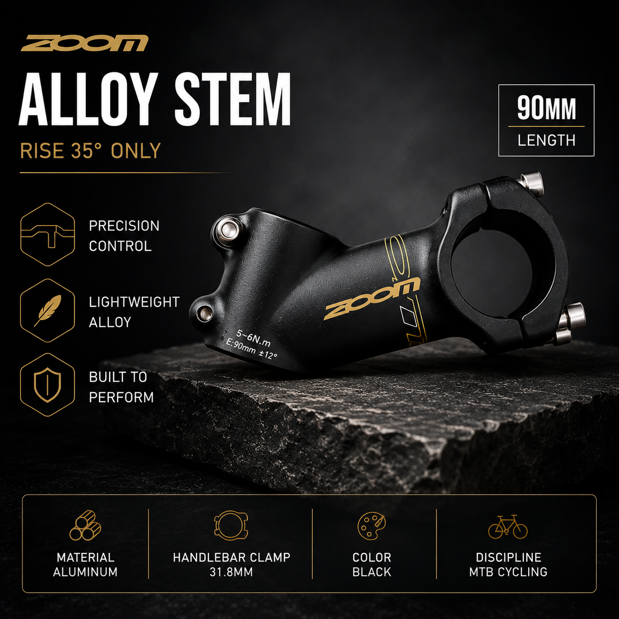 ZOOM stem sepeda oversize rise 35 derajat