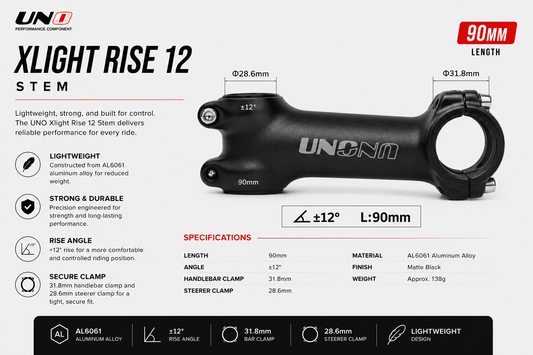 UNO Stem sepeda oversize alloy hitam 12 derajat