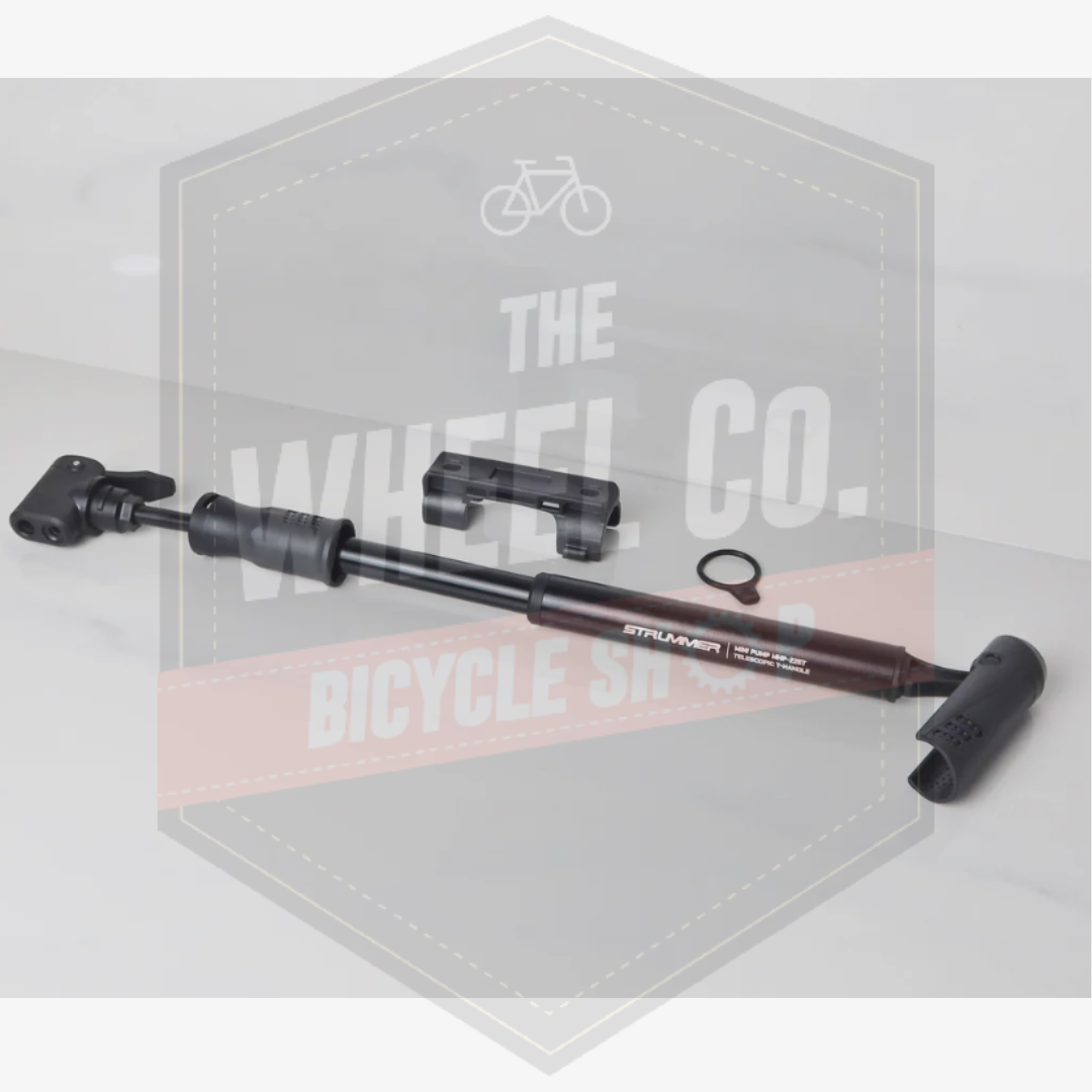 Strummer Mini Pump MHP-225T Alloy Telescopic T-Handle Black - Portable Bike Pump