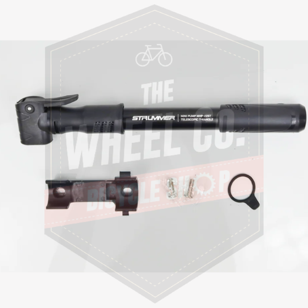 Strummer Mini Pump MHP-225T Alloy Telescopic T-Handle Black - Portable Bike Pump