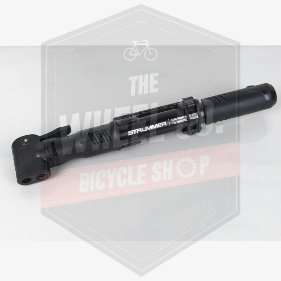 Strummer Mini Pump MHP-225T Alloy Telescopic T-Handle Black - Portable Bike Pump