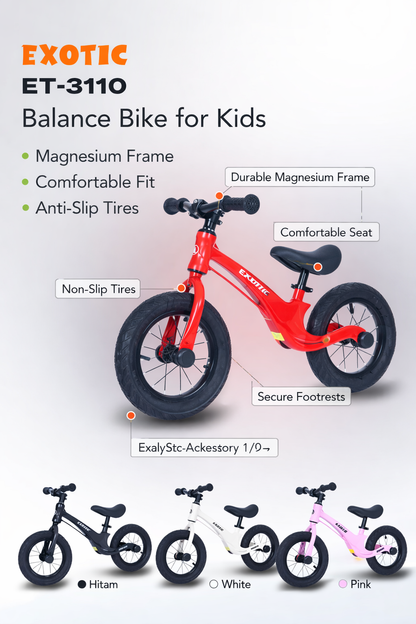 Exotic Push Bike ET-3110 with Inflatable Tires - Kids Balance Bike